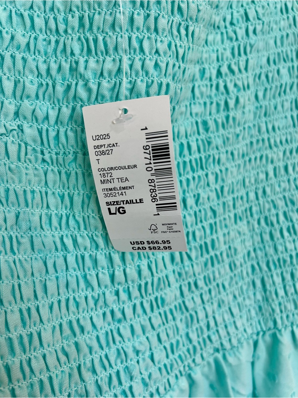 NWT TCP Mommy & Me Collection Women’s Aqua Smocked Puff-Sleeve Midi Dress, Sz L - Picture 2 of 7